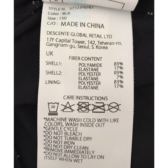 Descente | Junior Ski Tights Slim Girls Size 14 / 150 Black Pullon Stretch - Picture 6 of 7